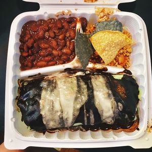 Mole burrito with pinto beans at The Grain Cafe in Los Angeles
