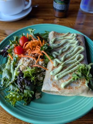 2 Cheese Crepe with side of greens at The Grain Cafe in Los Angeles
