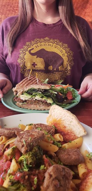 Club Sandwich and pasta at The Grain Cafe in Los Angeles