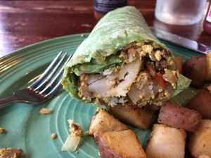 Hearty breakfast burrito at The Grain Cafe in Los Angeles