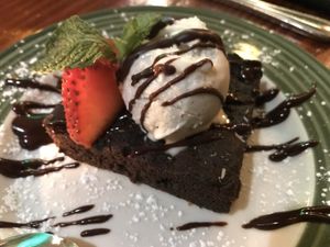 Brownie w ice cream dessert  at The Grain Cafe in Los Angeles