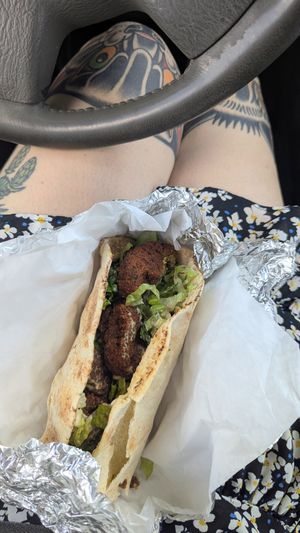 Falafel sandwich comes on a pita at Aladdin's Market & Kitchen in Reno