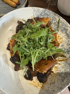 Butternut Squash ravioli with Mushrooms at Duke Of York in Whitby