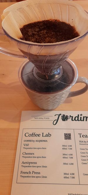 V60 coffee at Jardim Natural Food in Sao Miguel