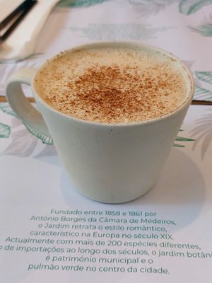 Chai latte with oat milk at Jardim Natural Food in Sao Miguel