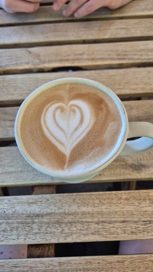 Cappuccino with Oatmilk 3,50€ (09/2025) - in my opinion it was not strong enough for a cappuccino. at Jardim Natural Food in Sao Miguel