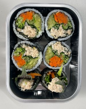 I ordered this vegan tuna kimbap by delivery to eat at the office   at Otto Kimbab in Seoul