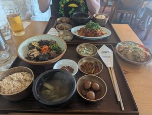 Vegetarian set. Soup was a vegan option at Parc Seoul in Seoul
