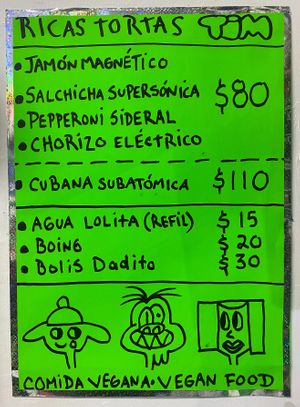 Menú at Tortas TiM in Mexico City