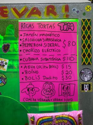 Menú at Tortas TiM in Mexico City