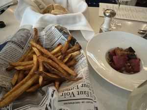 Frites & salad betteraves  at Maison Margaux in Minneapolis