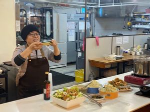 Happily serving! at JustBe Temple - 홍대선원 in Seoul