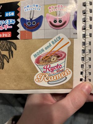 free sticker !  at MOON and BACK Ramen Bar Kyoto in Kyoto