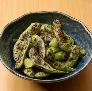 grilled Edamame at MOON and BACK Ramen Bar Kyoto in Kyoto