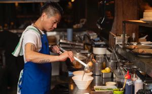 chef tatsuya at MOON and BACK Ramen Bar Kyoto in Kyoto