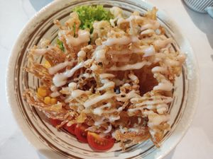 Tempura mushroom rice bowl at Niàn Cafe in Langkawi