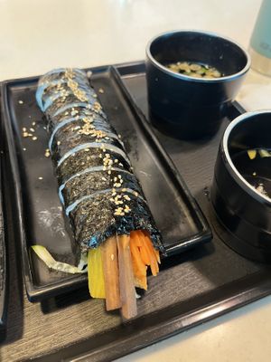 Full size gimbap and cup of soup   at ICN - Noodle & Rice - T2 in Incheon