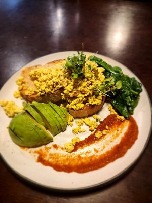 Scrambled tofu at Plus 91 Cafe in Hamilton