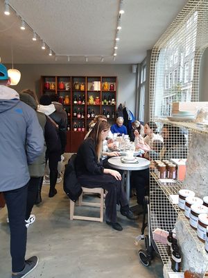 Seating at Saint-Jean Deli in Amsterdam