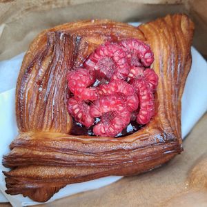 Raspberry pastry at Saint-Jean Deli in Amsterdam