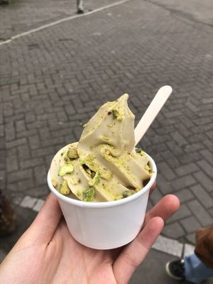 pistachio soft serve  at Saint-Jean Deli in Amsterdam