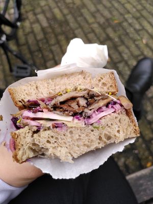 Oyster mushroom sandwich at Saint-Jean Deli in Amsterdam