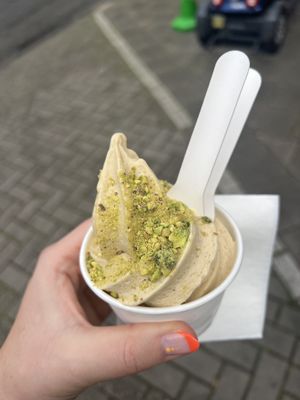 Pistachio soft serve!!  at Saint-Jean Deli in Amsterdam