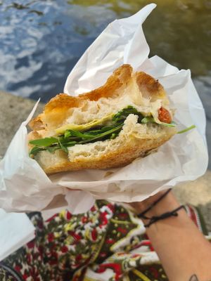 Artichoke focaccia sandwich at Saint-Jean Deli in Amsterdam
