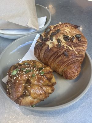 Hoisin bun, cheese croissant   at Saint-Jean Deli in Amsterdam