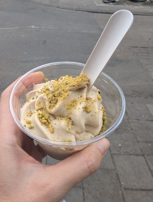 Salted pistachio soft serve. Really good at Saint-Jean Deli in Amsterdam