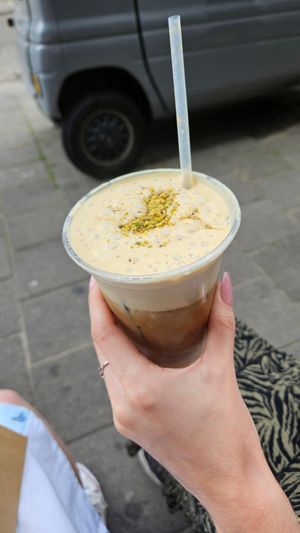 Pistachio latte at Saint-Jean Deli in Amsterdam