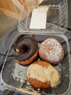 I really like their unfilled donuts, but the filled ones are filled with frosting, which is kind of overwhelming. at NH Donut Co in Bedford