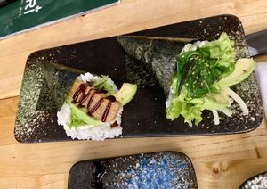 Vegan … handroll & vegan wakame handroll💚 #Veganuary at NORI | Vegan Sushi - Wok in Rotterdam