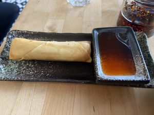 Homemade springroll with glass noodles and sweet chili sauce: tasty  at NORI | Vegan Sushi - Wok in Rotterdam