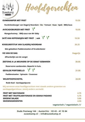 Menu Feb 2025  at Ouwekamp, ons eetcafé in Austerlitz
