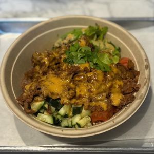 BBQ Pulled Oats and Beyond Burger w/ yum yum sauce   at Brick City Vegan in Montclair