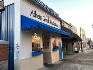 Exterior entrance at Athena Greek Restaurant in Mansfield