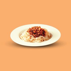 Vegan Bolognese (pasta, san marzano tomato sauce, vegan meat) at SQUAREAT in Miami Beach