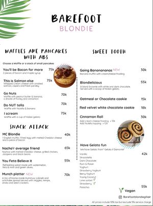 Menu  at Barefoot Blondie in 