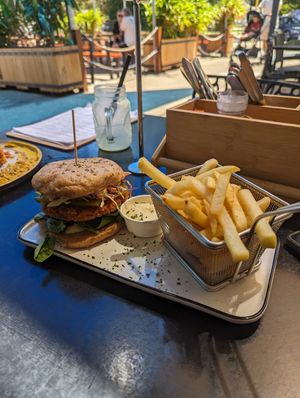 Southern style schnitzel burger at The Kookaburra's Coffee in Mandurah