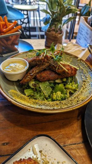 The Greens Bowl with Jackfruit Schnitzel at The Kookaburra's Coffee in Mandurah