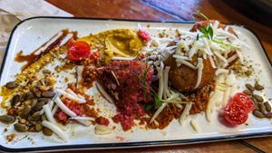 Trio Arancini (one missing - couldn't wait!) at The Kookaburra's Coffee in Mandurah