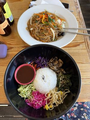 Bibimbap and Japchae  at Minari Korean Kitchen in Cape Town