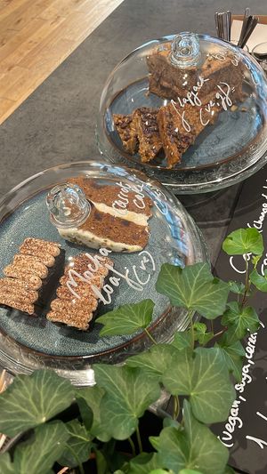 vegan mocha loaf, carrot cake, GF flapjack, GF banana cinnamon cake   at The Towpath Cafe in Edinburgh
