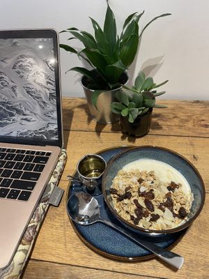 fruity granola with soya yoghurt   at The Towpath Cafe in Edinburgh