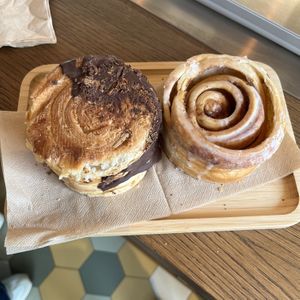 Chocolate New York Roll & Cinnamon Roll  at Julietta Pastry and Lab in Rome