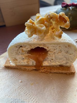 Pop corn and salted caramel semifreddo  at Julietta Pastry and Lab in Rome