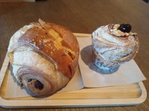 Pain au chocolat and cruffin at Julietta Pastry and Lab in Rome