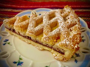 Almond ricotta and visciole cherry jam tart  at Julietta Pastry and Lab in Rome