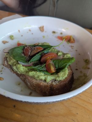 Part of the toast. Eggs on toast without eggs. at One Life Kitchen and Cafe in Dubai